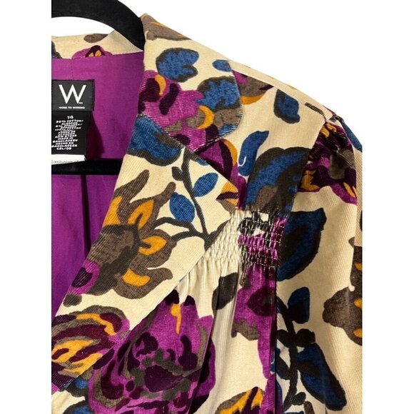 Work to Weekend Jacket 14 Purple Floral Festival Boho Western Retro 80s Hippie - Picture 3 of 15